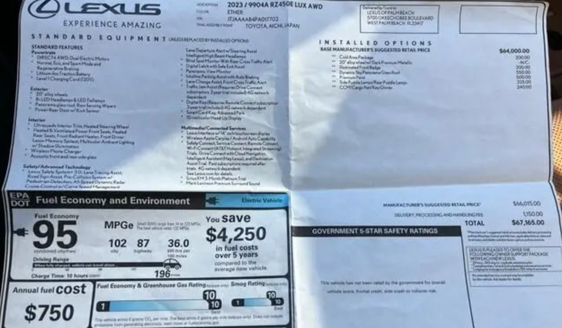 2023 Lexus RZ 450e Luxury full