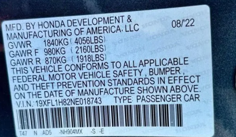 2022 Honda Civic Sport Touring full